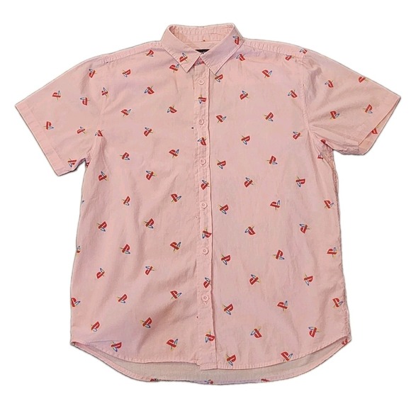 Playstation 4 Other - Sony PlayStation Men's Shirt Size L Pink Button Up Short Sleeve All Over Print